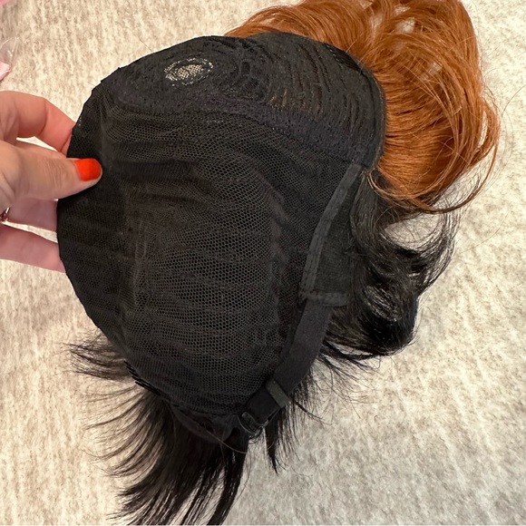 Pixie Cut Black with Brown #1B/33 Wig with Bangs Layered Wavy Human Hair It#AY - Picture 6 of 7